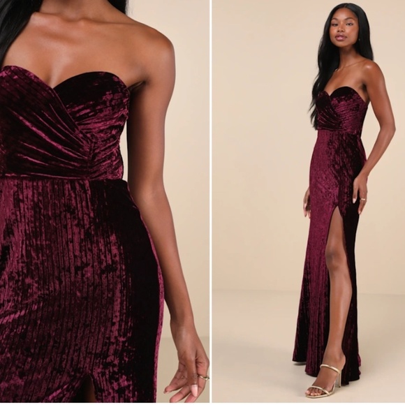 LULU's Prom Wedding Special Event Modern Chic Sexy Velvet Maxi Dress - Picture 1 of 5